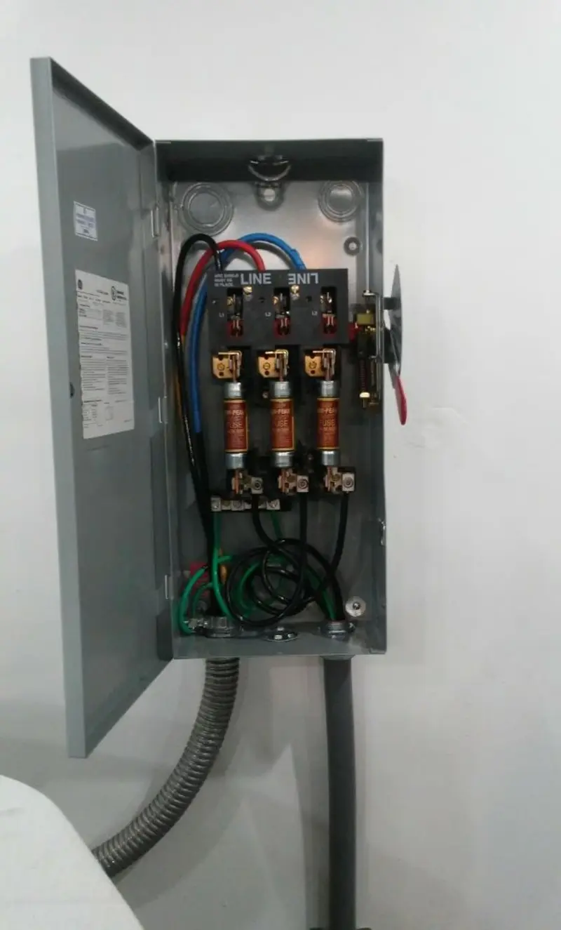 Three-phase disconnect switch installed for Electrical Wiring & Rewiring in Camillus